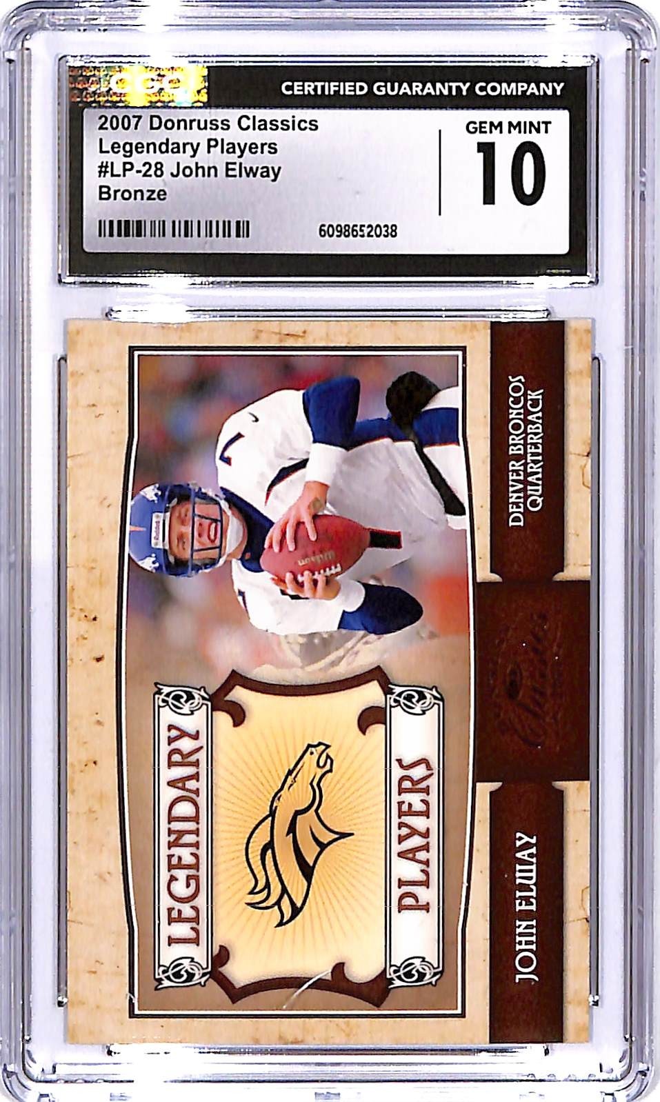 2007 Donruss Classics John Elway Legendary Players Bronze /1000 #28 CGC 10