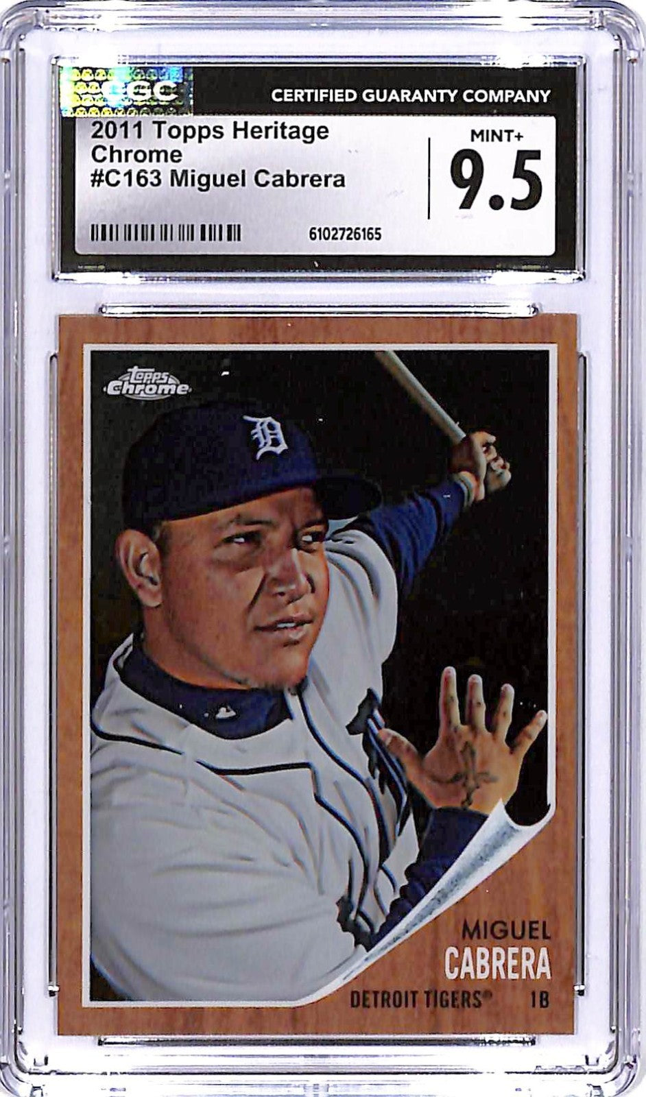 2011 Topps Heritage Miguel Cabrera Chrome /1962 CGC 9.5 Tigers