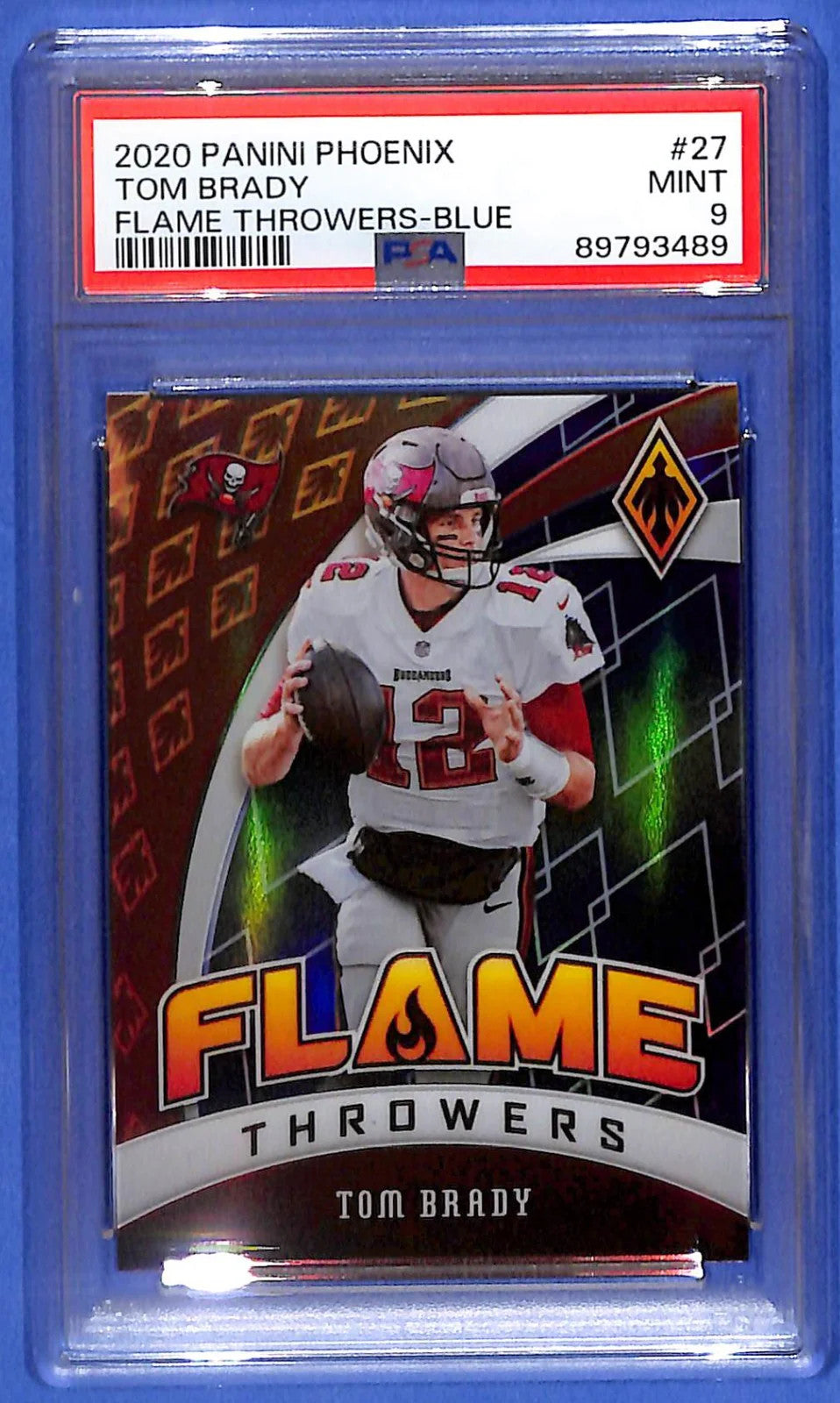 2020 Tom Brady Panini Phoenix # 27 Flame Throwers - Blue # 35/35 PSA 9