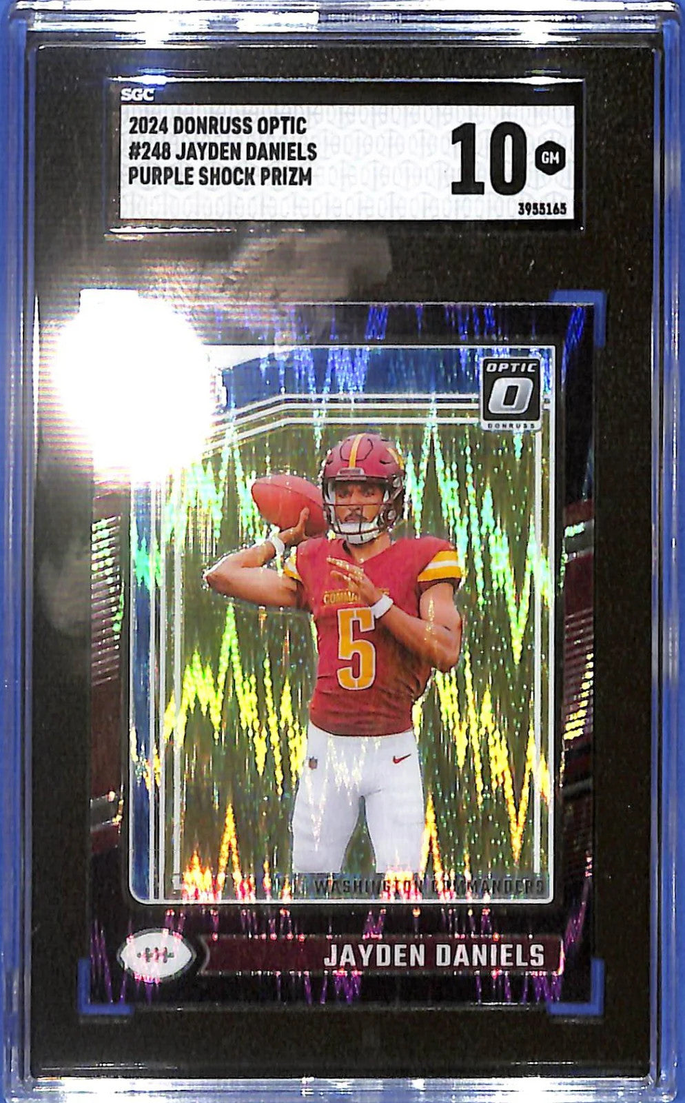 2024 Donruss Optic Jayden Daniels Rated Rookie RC Purple Shock SGC 10 #248