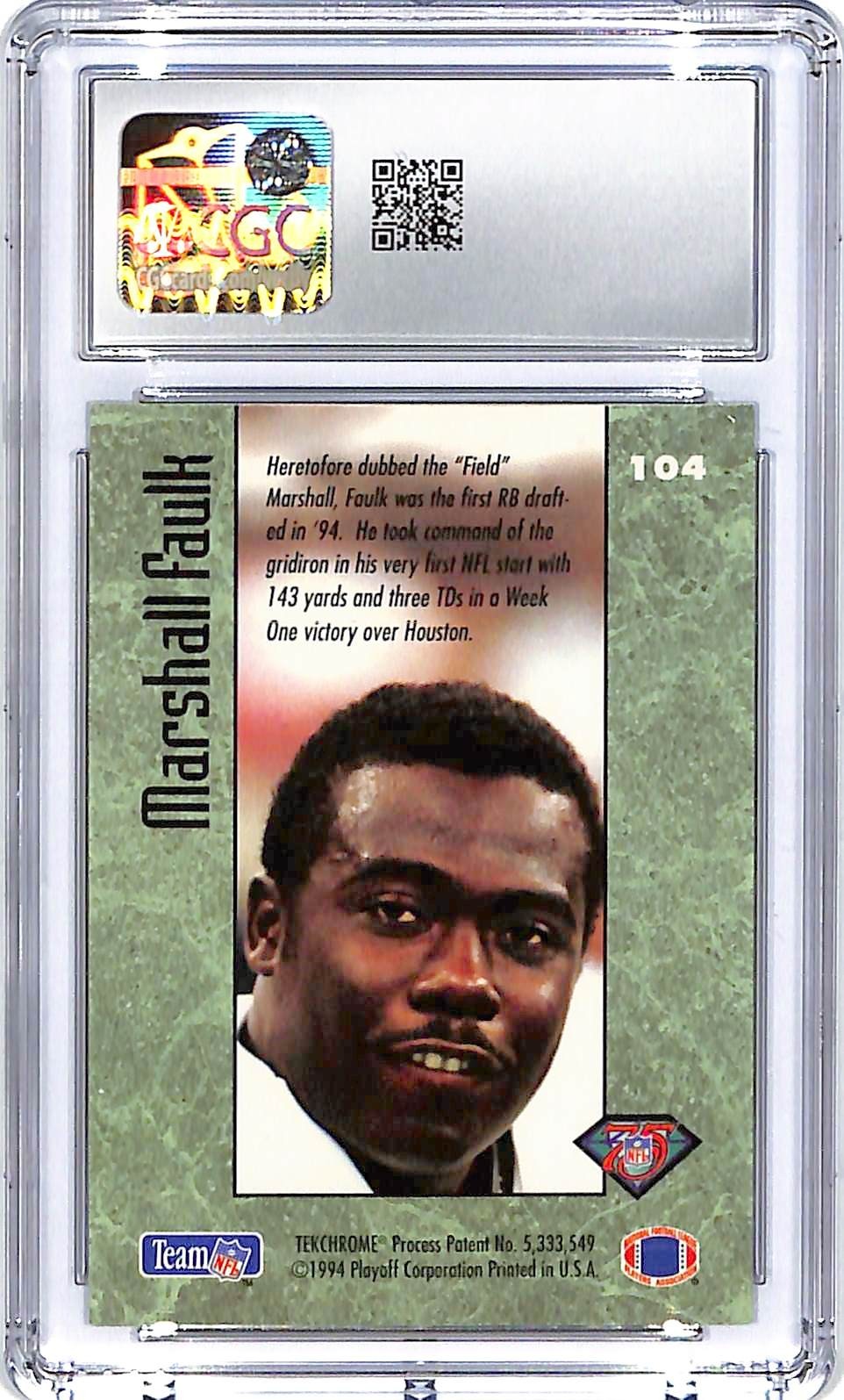 1994 Playoff Contenders Marshall Faulk Rookie RC CGC 10 #104 Colts