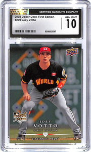 2008 Upper Deck First Edition Joey Votto Rookie RC #299 CGC 10 Reds