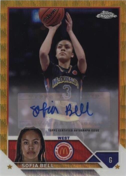 2023 Topps Chrome McD. A.A. Chrome Auto Sofia Bell Auto Gold Wave #/50 SGC 9