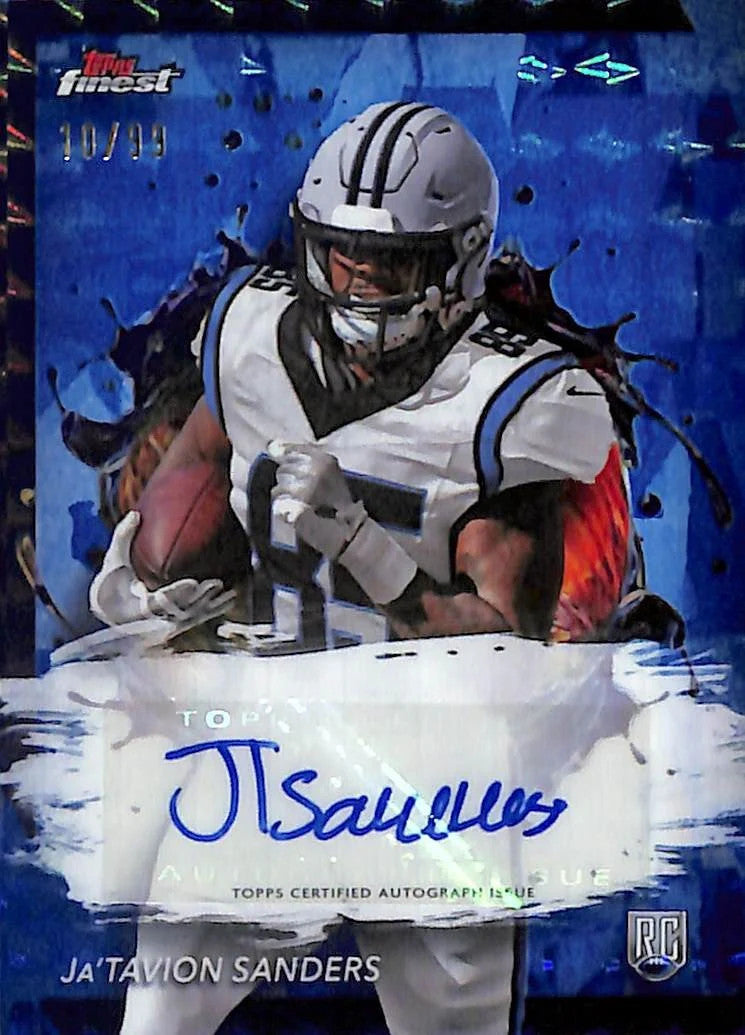 2024 Topps Finest #RFA-JS JaTavion Sanders Blue Refractor Auto RC /99 Panthers
