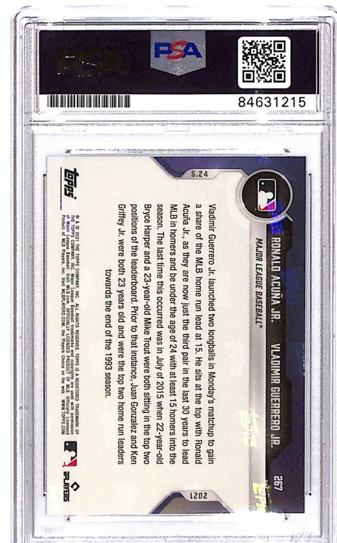 2021 Topps Now Ronald Acuna Jr Vladimir Guerrero Jr Auto Autograph PSA DNA
