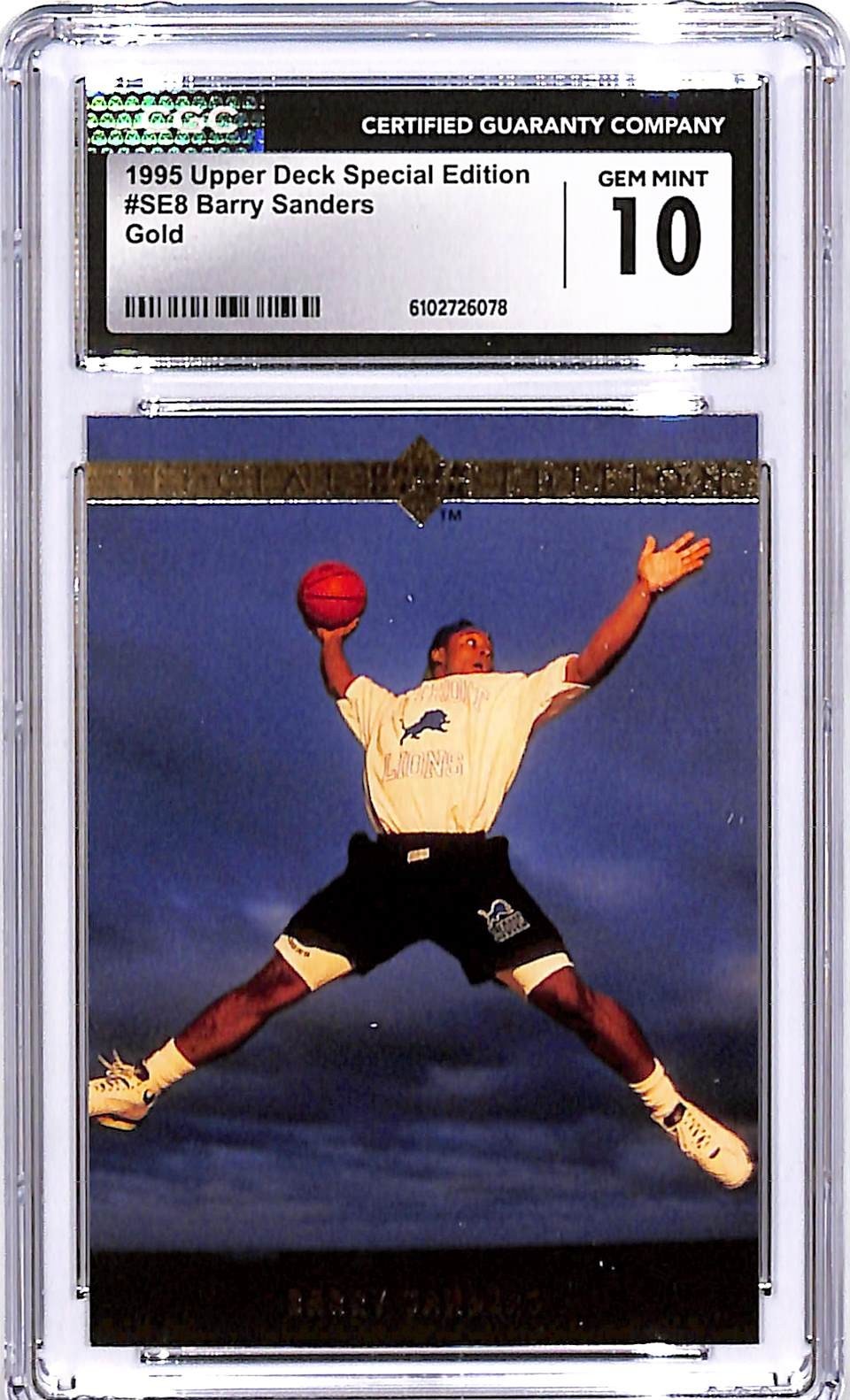1995 Upper Deck Special Edition Barry Sanders Gold SE8 CGC 10 Lions