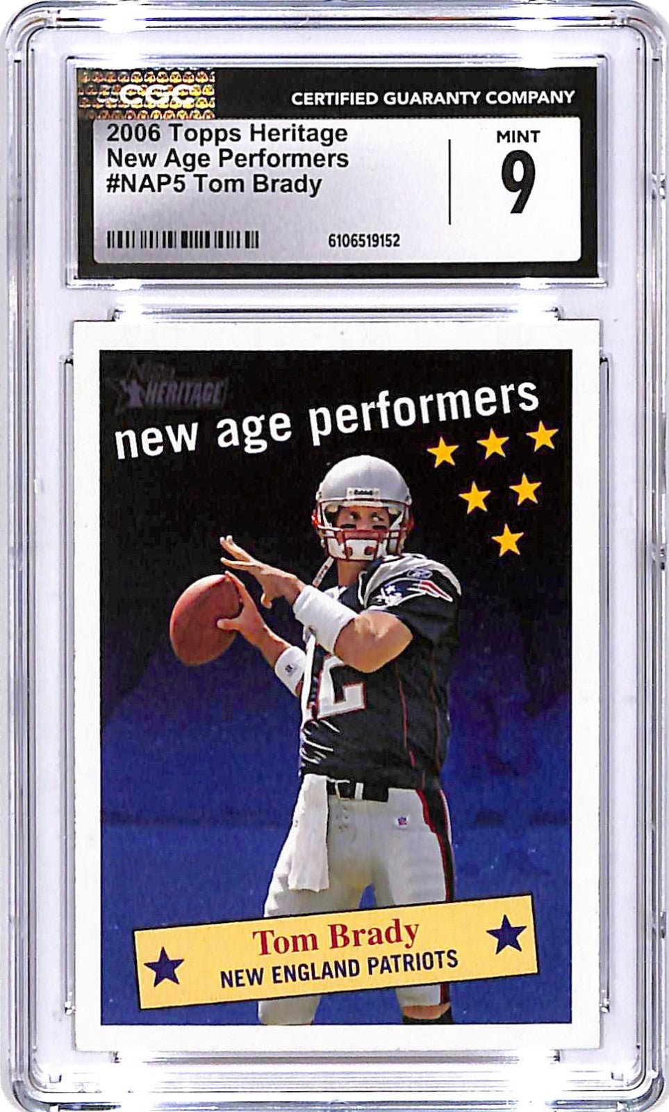 2006 Topps Heritage Tom Brady New Age Performers CGC 9 Patriots