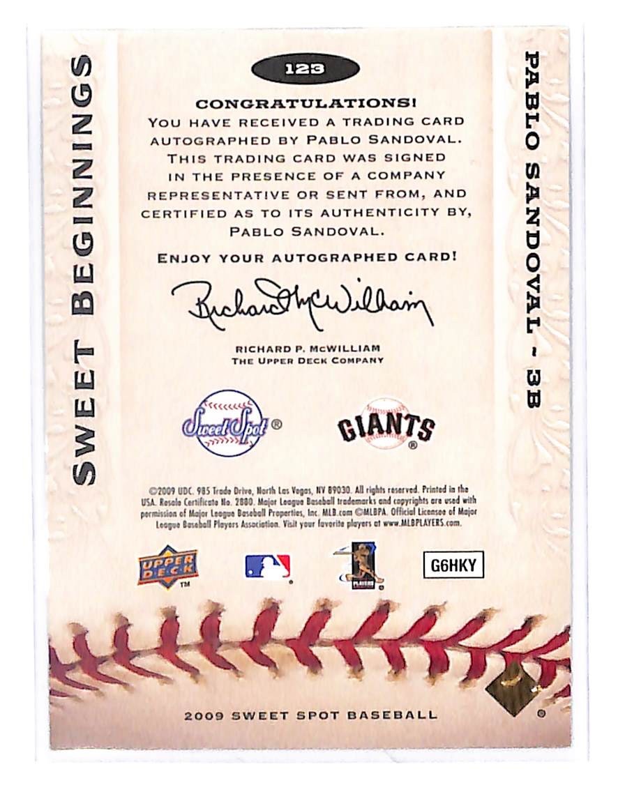 2009 Pablo Sandoval Upper Deck Sweet Spot Sweet Beginnings- 123  #228 /550
