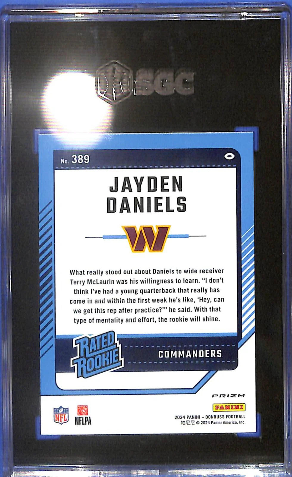 2024 Donruss Jayden Daniels Optic Preview Rated Rookie RC Pink SGC 10