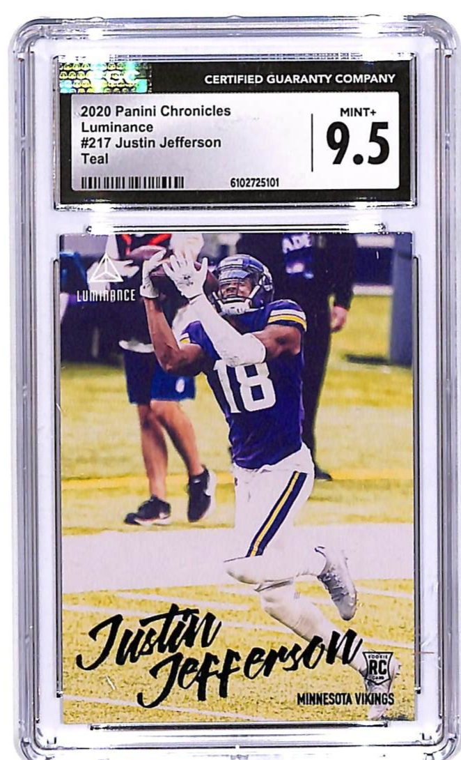2020 Chronicles Justin Jefferson Luminance Rookie RC Teal #217 CGC 9.5 Vikings