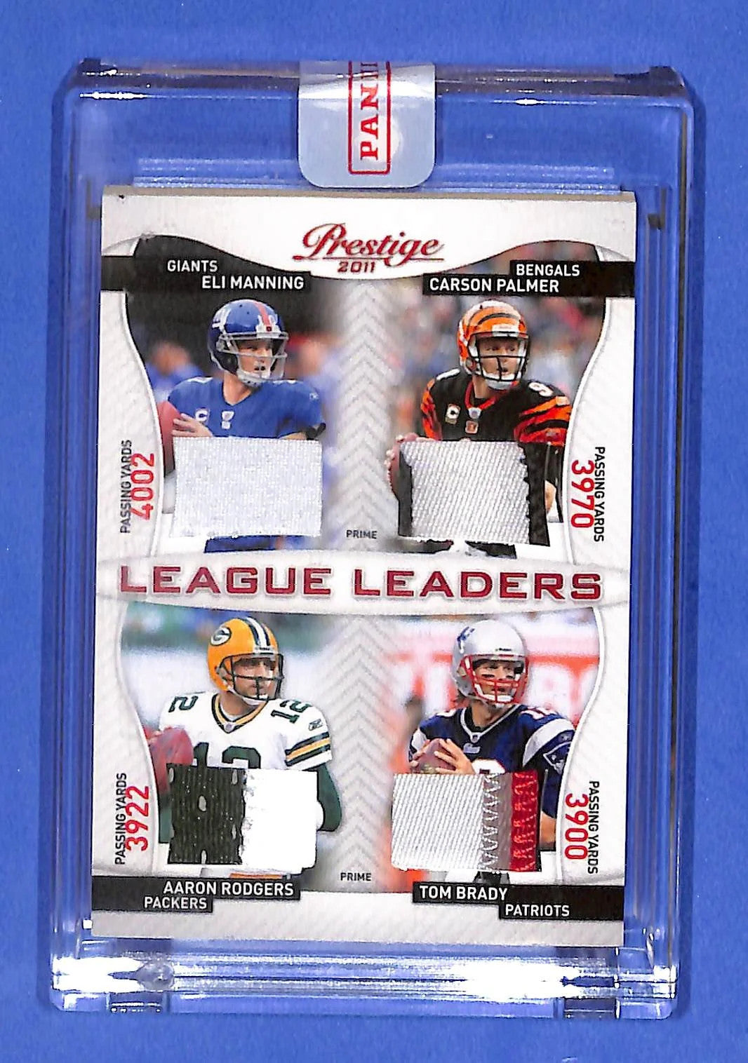 2011 Panini Prestige League Leaders Tom Brady, Rodgers, Manning , + Patch #48/50