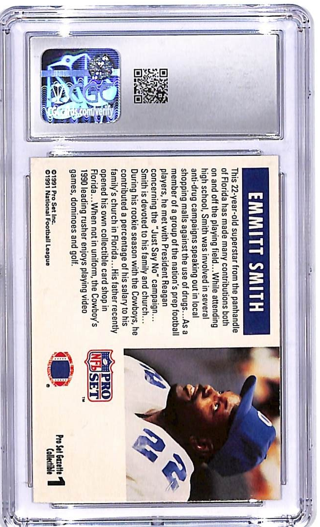 1991 Pro Set Promos Emmitt Smith Gazette #1 CGC 9 Cowboys
