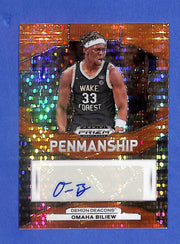 2024 Panini Prizm Draft Picks Penmanship Omaha Biliew Orange Pulsar #/49 (RC AU)