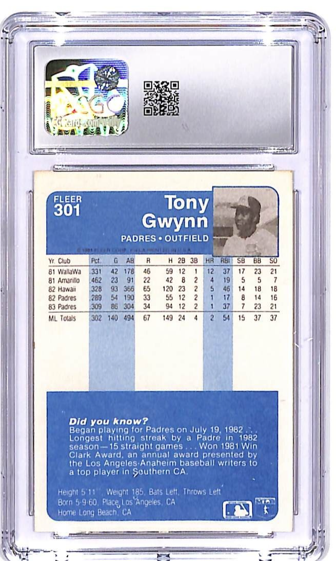 1984 Fleer Tony Gwynn #301 CGC 9 Padres