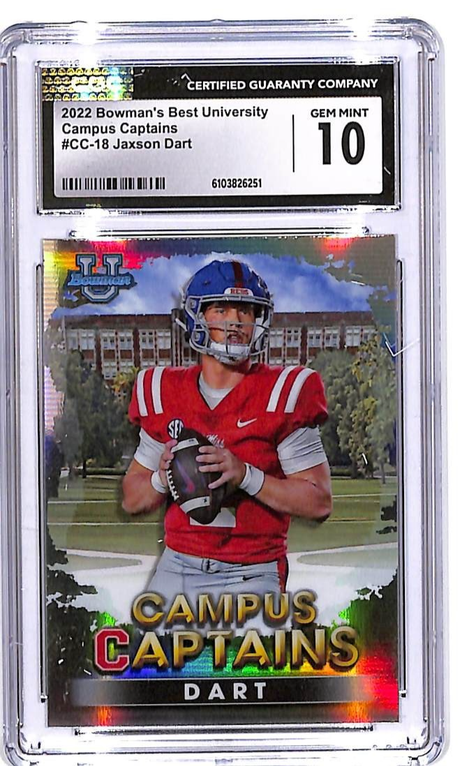 2022 Bowmans Best University Jaxson Dart Campus Captains Rookie RC #18 CGC 10