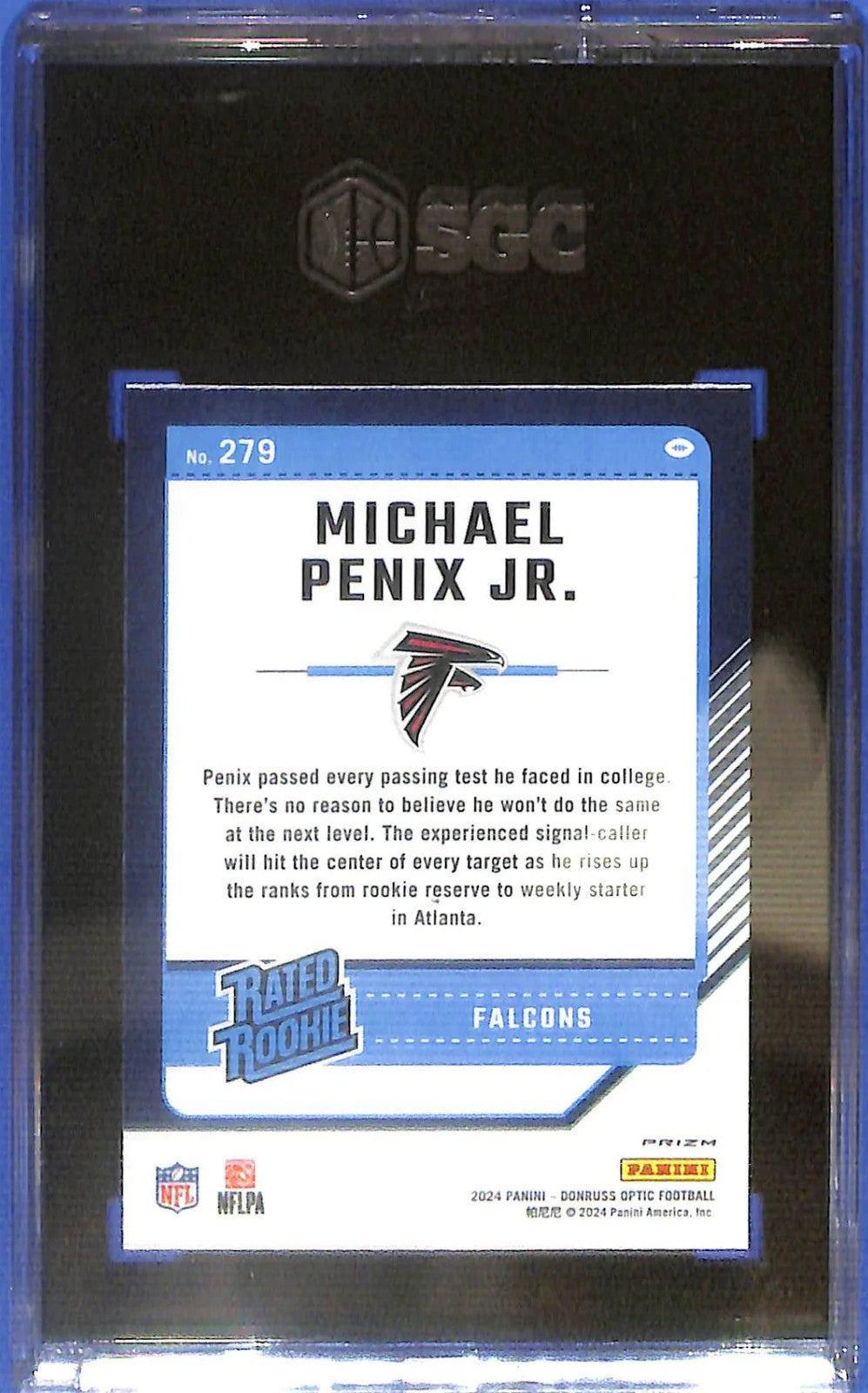 2024 Donruss Optic Michael Penix Jr Rated Rookie RC Purple Shock SGC 10 #279