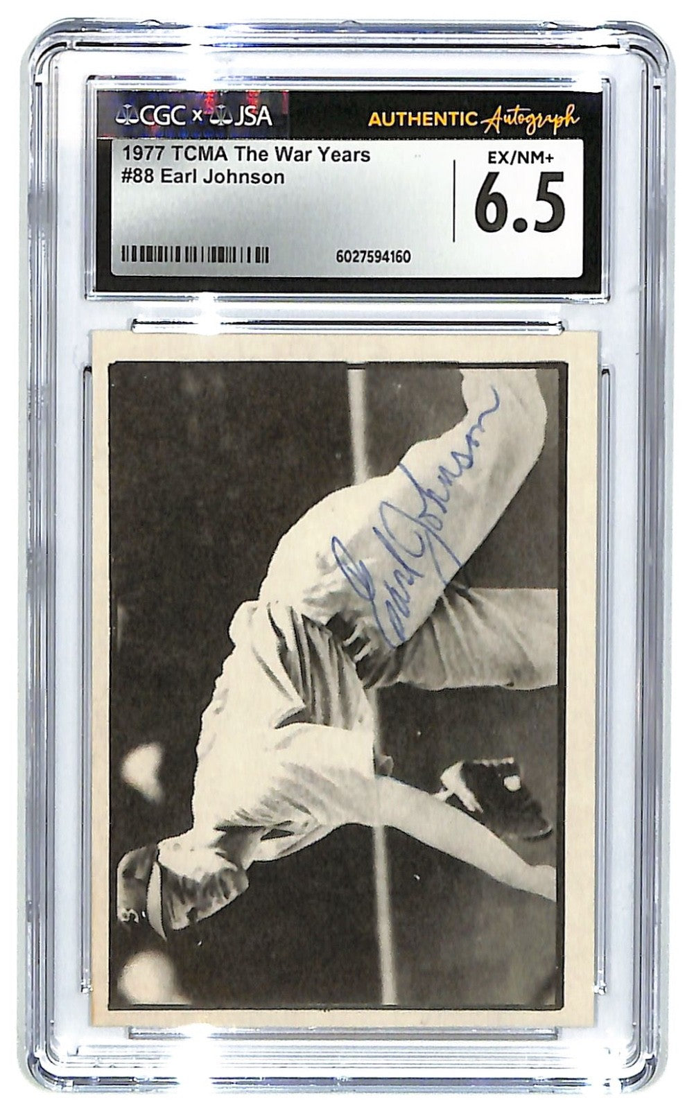 1977 TCMA Earl Johnson The War Years- #88 Autograph CGC 6.5 - JSA Authentic Auto