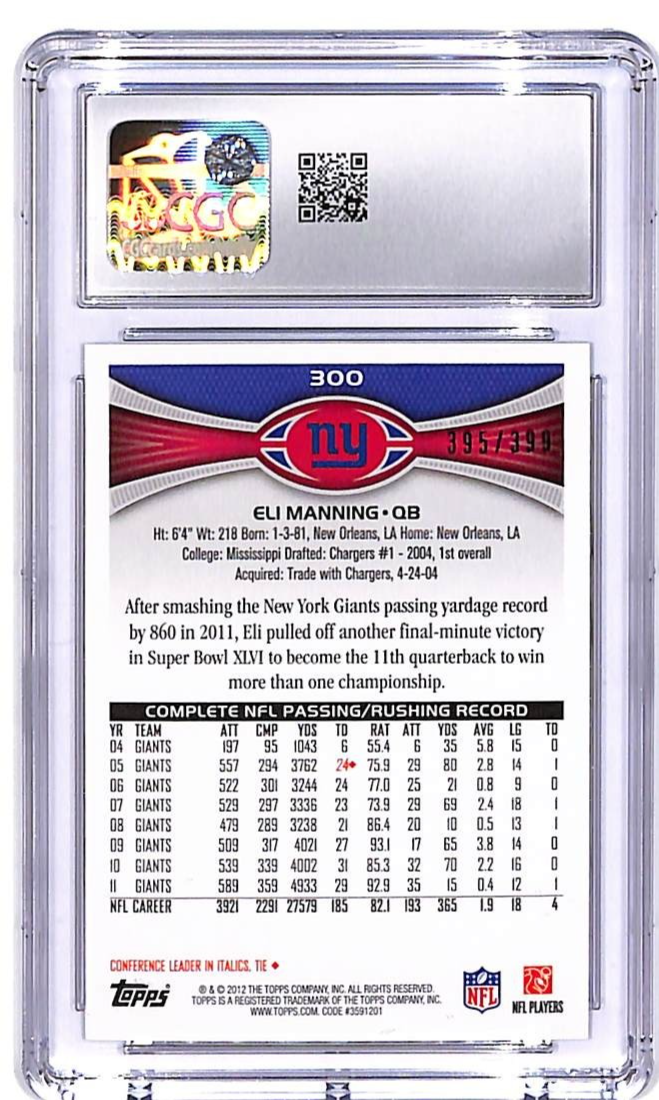 2012 Topps Eli Manning Camo #300 /299 CGC 9.5 Giants