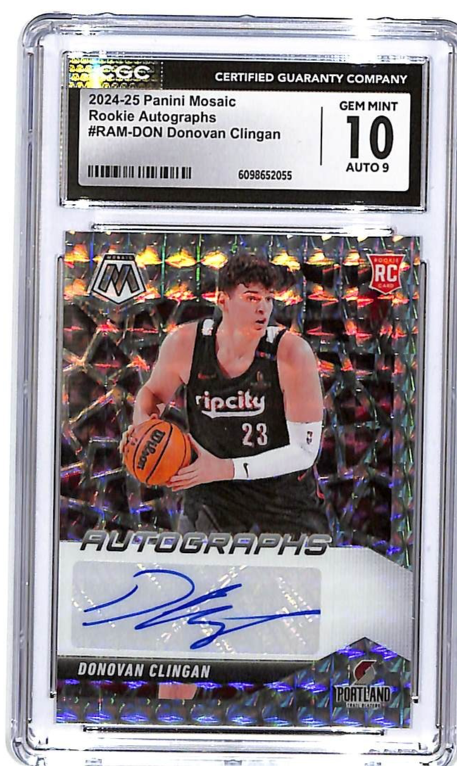 2024-25 Mosaic Donovan Clingan Auto Autograph Rookie RC CGC 10 RAM-DON Blazers