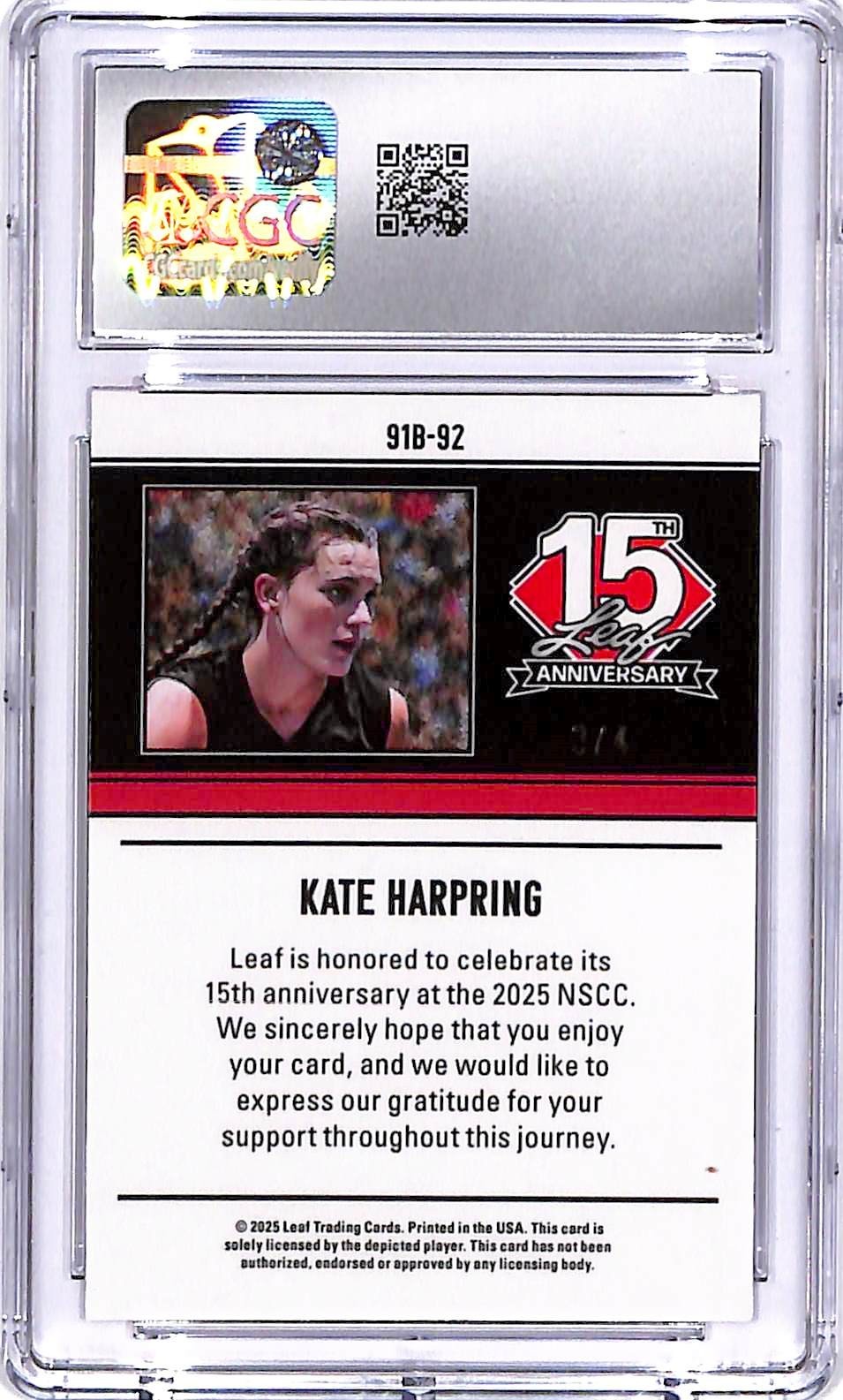 2025 Leaf 15th Anniversary Kate Harping Orange Shimmer /4 CGC 9
