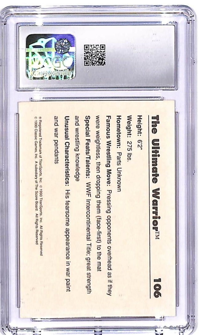 1990 Classic WWF Ultimate Warrior #106 CGC 9.5