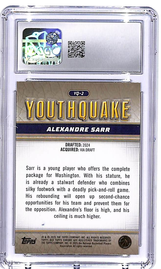 2024-25 Topps Chrome Alexandre Sarr Youthquake Rookie RC YQ2 CGC 10 Wizards