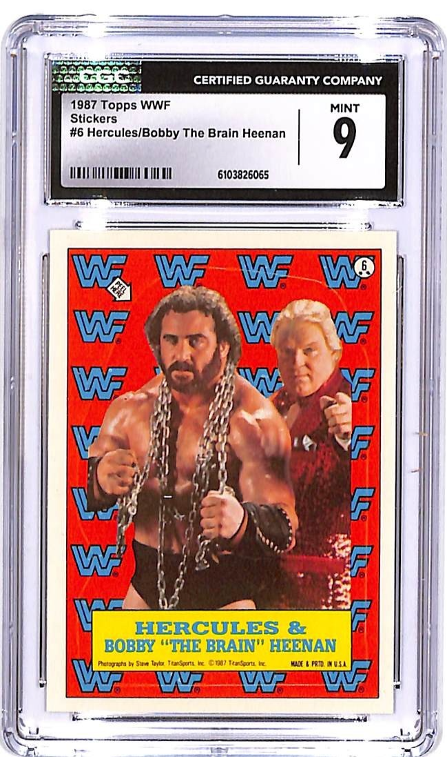 1987 Topps WWF Hercules Bobby The Brain Heenan Sticker #6 CGC 9