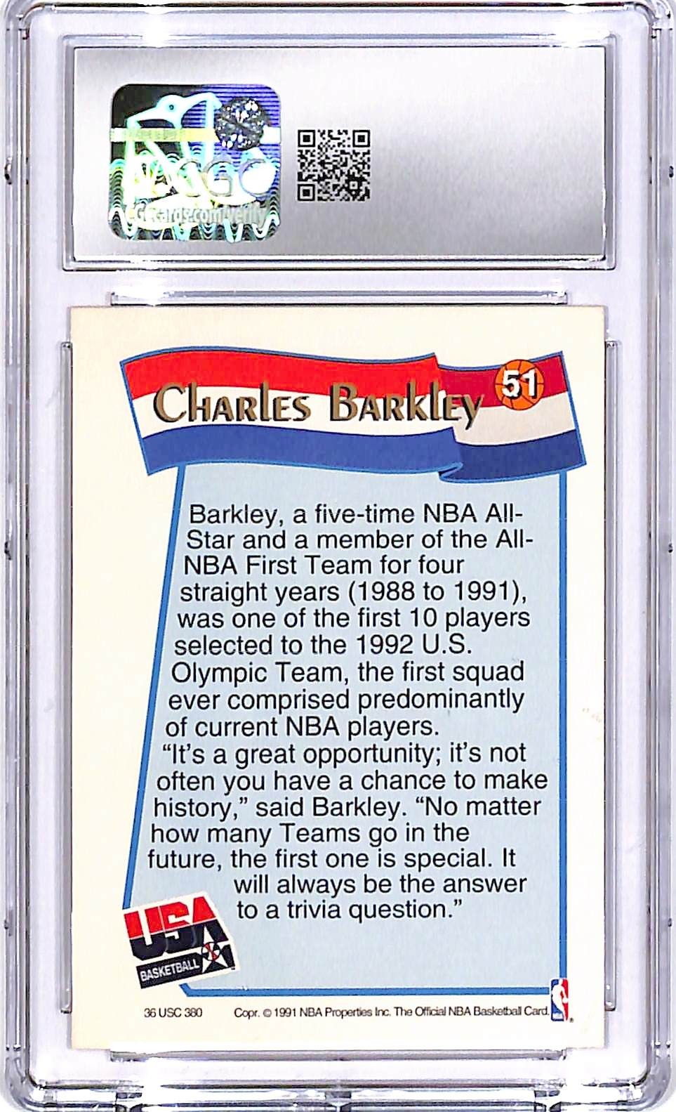 1991-92 Hoops McDonalds Charles Barkley USA #51 CGC 9