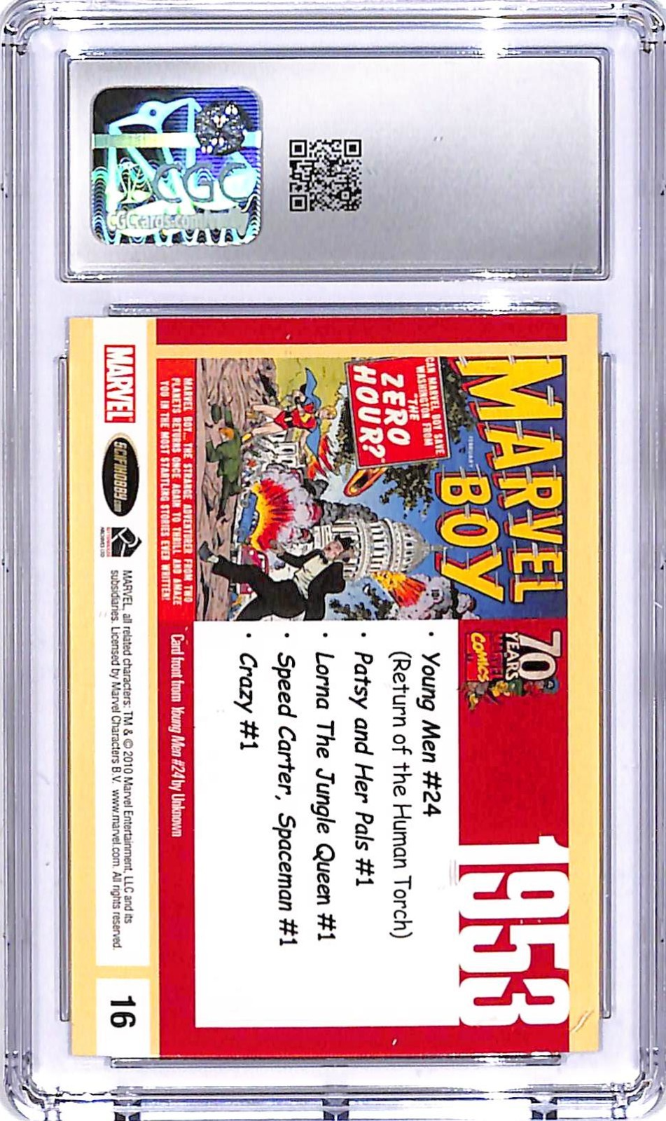 2010 Rittenhouse 70 Years of Marvel Comics Marvel Boy Metallic Ink CGC 9.5