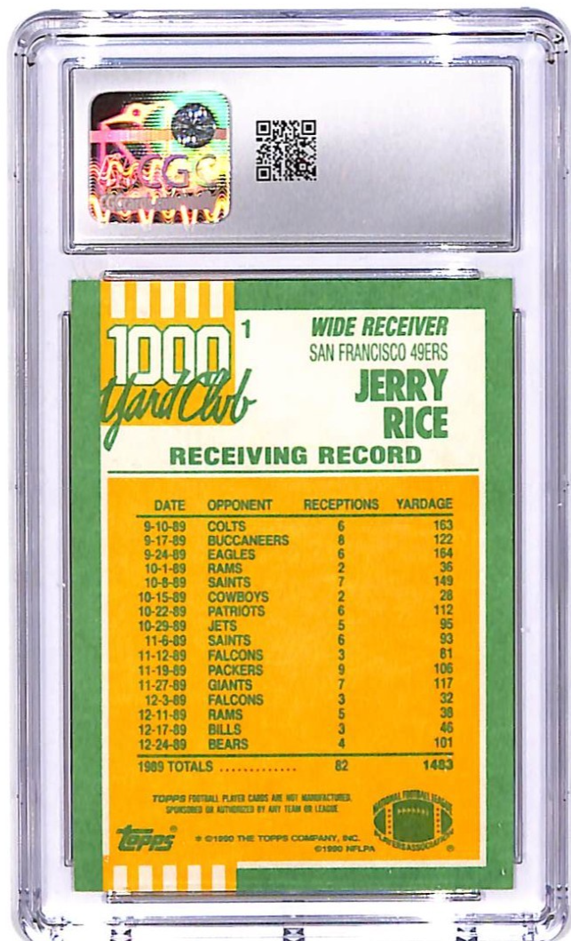 1990 Topps Jerry Rice 1000 Yard Club #1 CGC 9.5 49ers