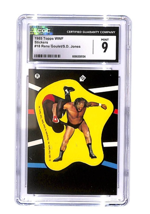 1985 Topps WWF Stickers Rene Goulet/S.D. Jones #18 CGC 9