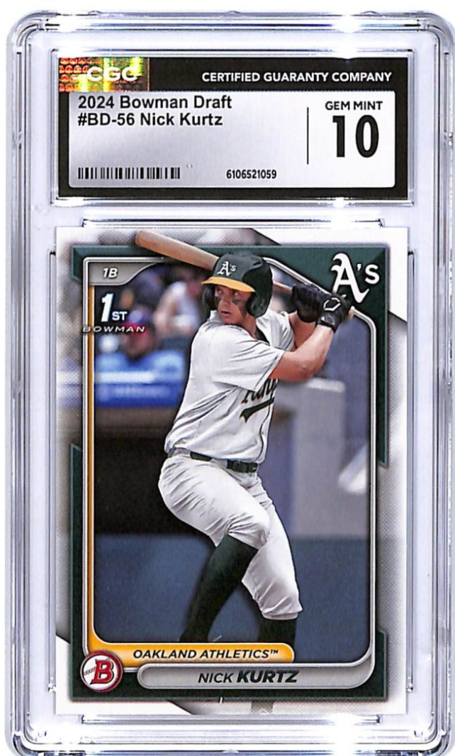 2024 Bowman Draft Nick Kurtz Rookie RC #56 CGC 10 Athletics