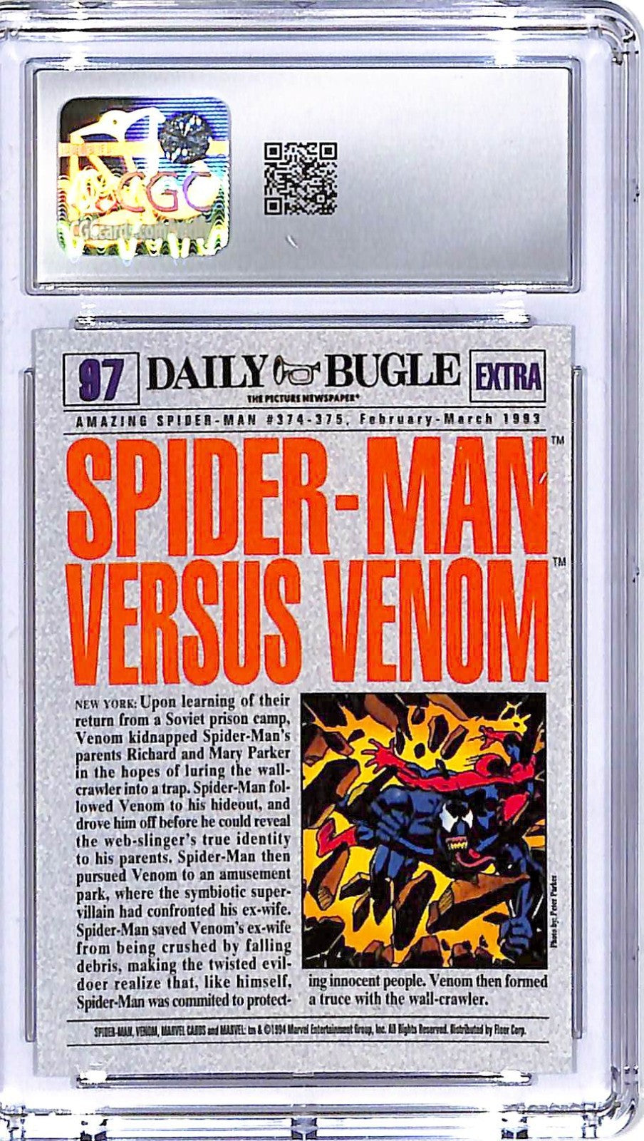 1994 Fleer Amazing Spider-Man 1st Edition Spider-Man vs Venom #97 CGC 10