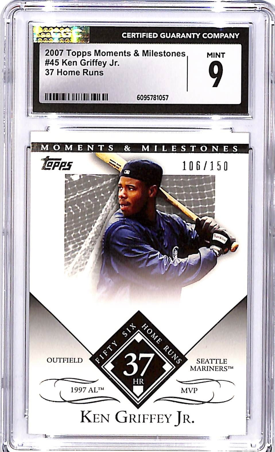 2007 Topps Moments & Milestones - Ken Griffey Jr #45 37 Home Runs CGC 9