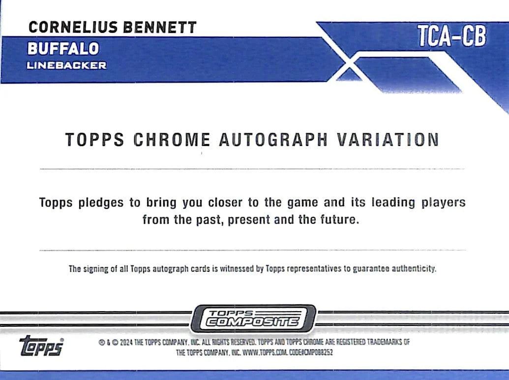 2024 Topps Chrome Cornelius Bennett Auto Autograph Gold Geometric Refractor /50