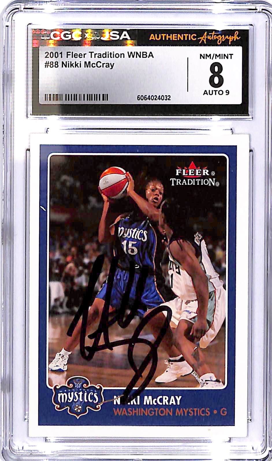 2001 Nikki McCray Fleer Tradition WNBA Auto #88 CGC 8 - JSA Authentic Auto 9