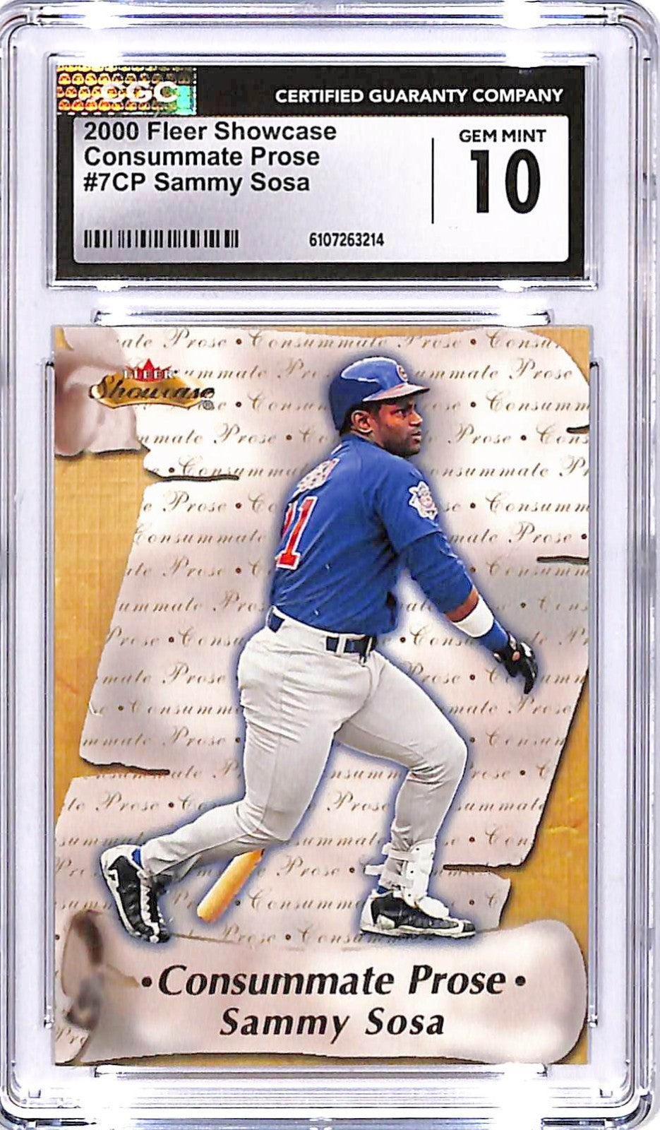2000 Fleer Showcase Sammy Sosa Consummate Prose CGC 10 Cubs