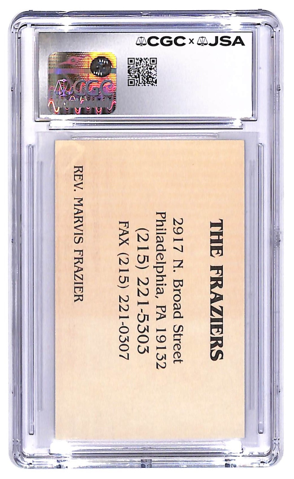 c.1970s Joe Frazier's Gym Marvis Frazier/Joe Frazier CGC - JSA Authentic Auto 8