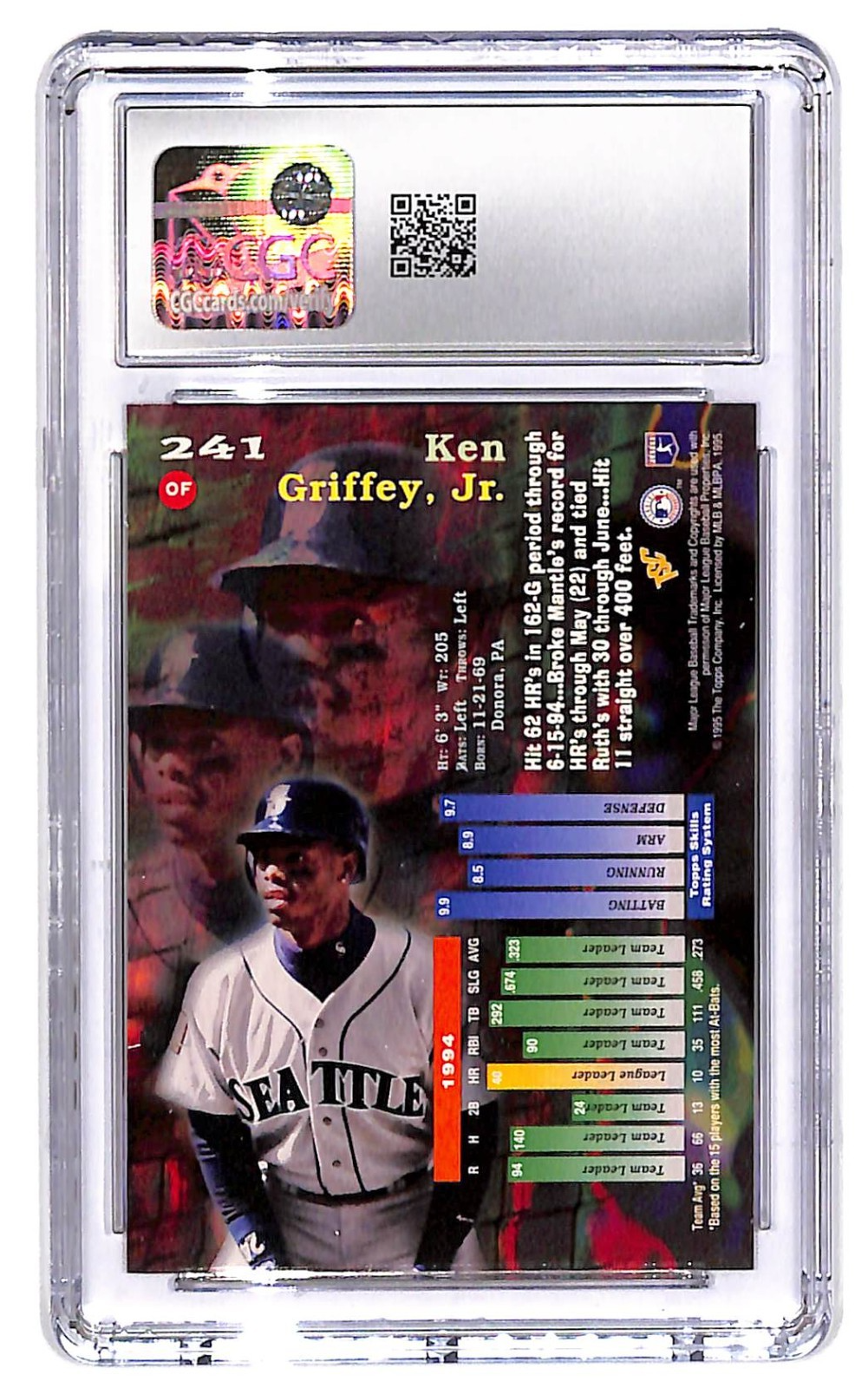 1995 Ken Griffey Jr.  Topps Stadium Club -  #241 CGC Mint 10