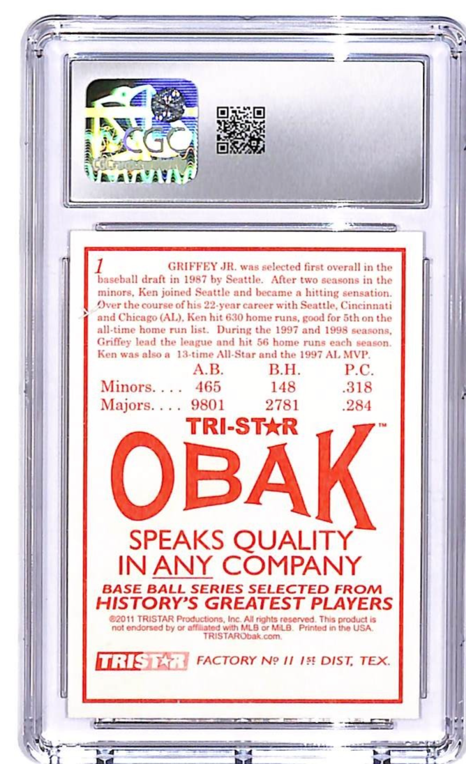2011 Tristar Obak Ken Griffey Jr #1 CGC 10 Mariners Gem Mint