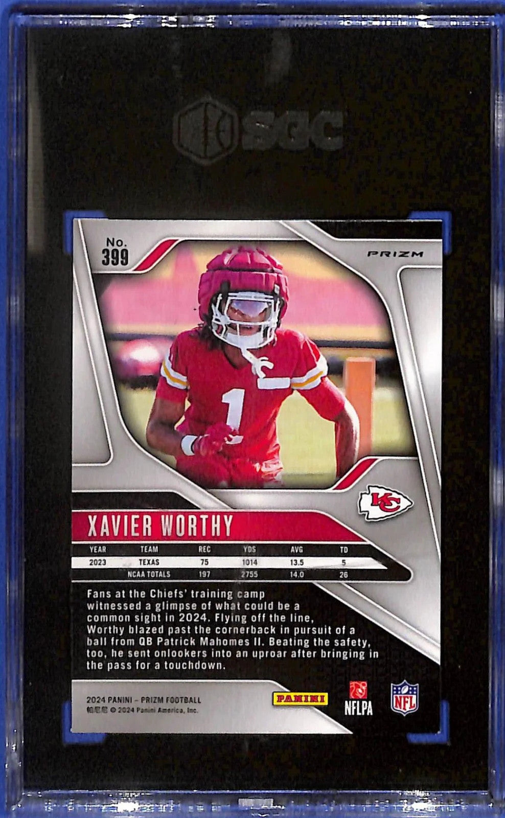 2024 Xavier Worthy Panini Prizm #399 Silver Prizm(RC) SGC 9.5 Kansas City Chiefs