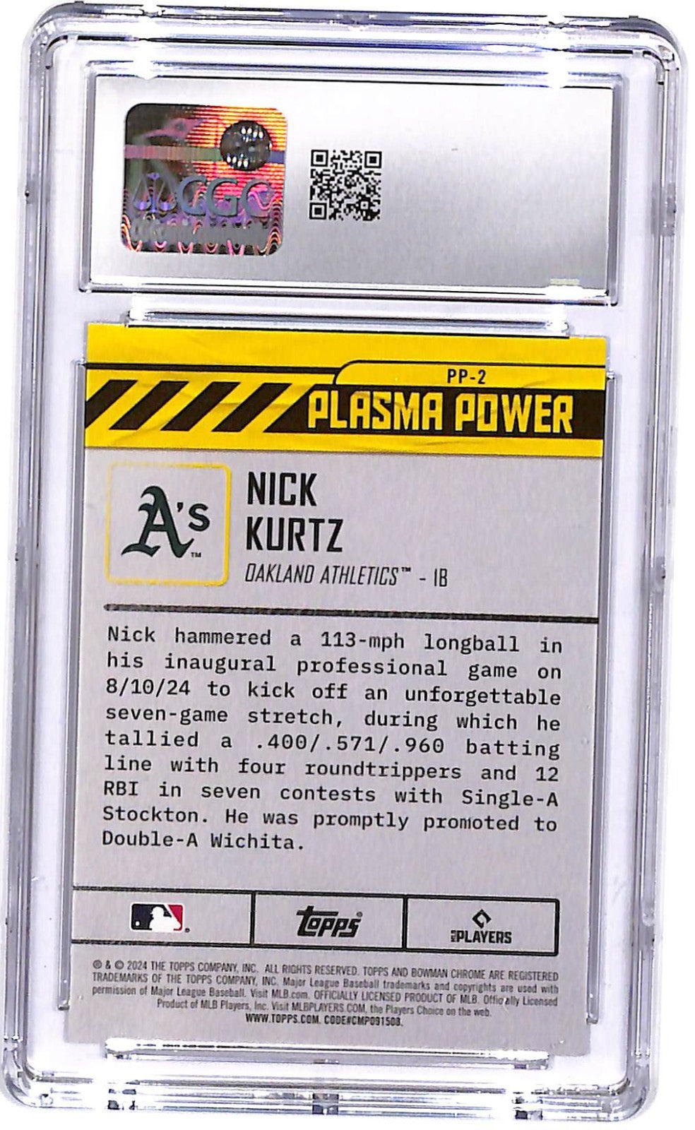 2024 Nick Kurtz Bowman Draft Plasma Power #PP-2  CGC Gem Mint 10