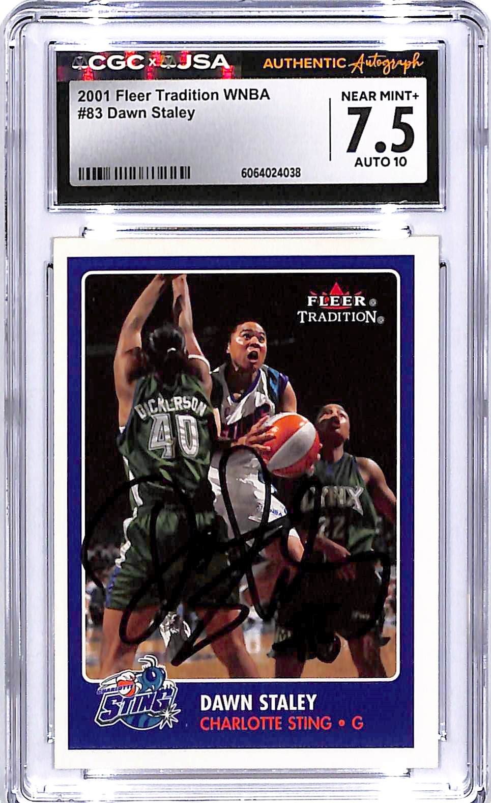 Signed 2001 Fleer Tradition WNBA Dawn Staley #83 CGC 7.5 / 10 Autograph (HOF)