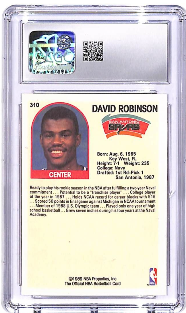 1989-90 Hoops David Robinson Rookie RC #310 CGC 9.5 Spurs