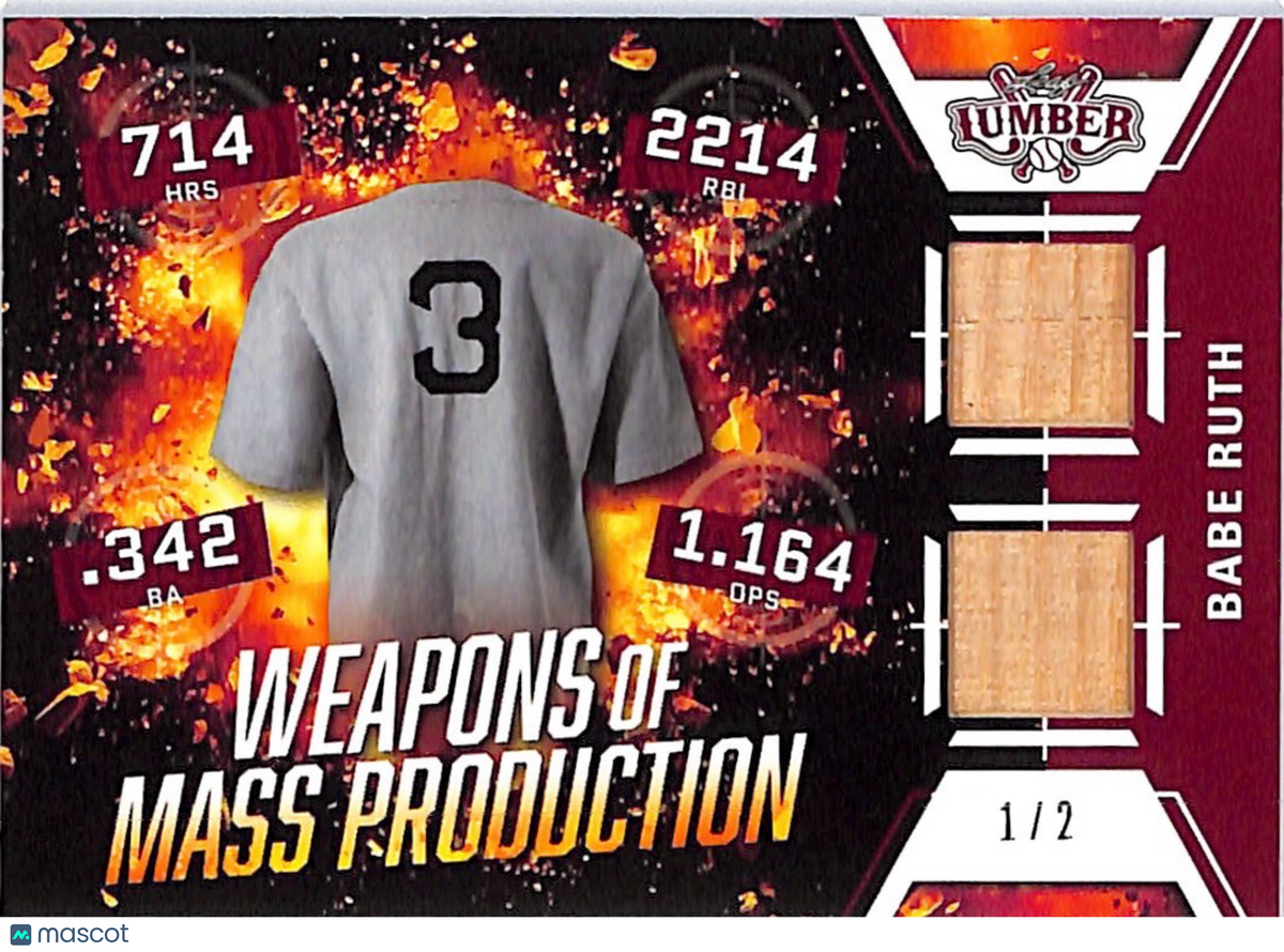 2022 Leaf Lumber Weapons of Mass Production Babe Ruth /2 Game-Used Bat #WPM-03