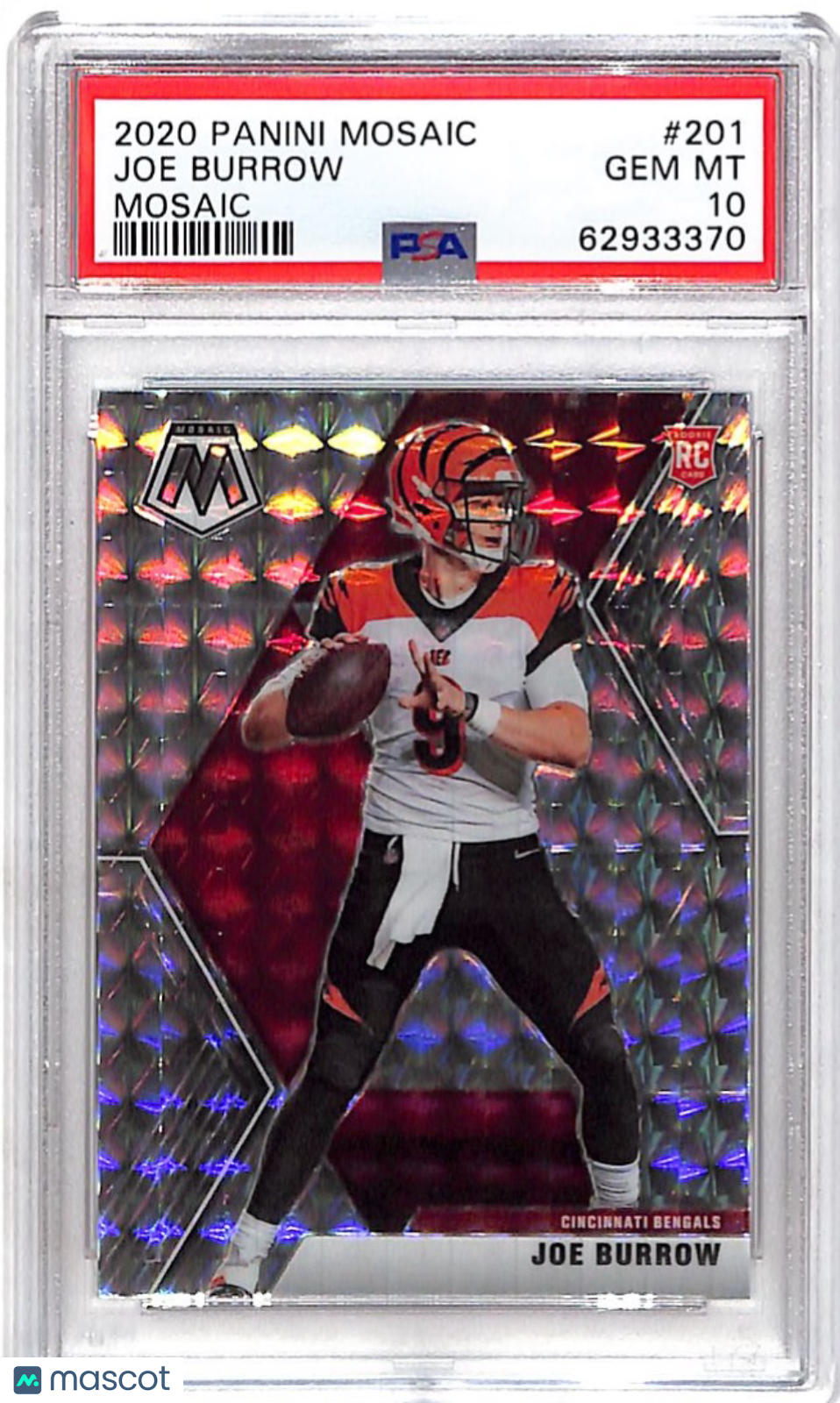 2020 Panini Mosaic Joe Burrow Rookie #201 PSA 10 Cincinnati Bengals
