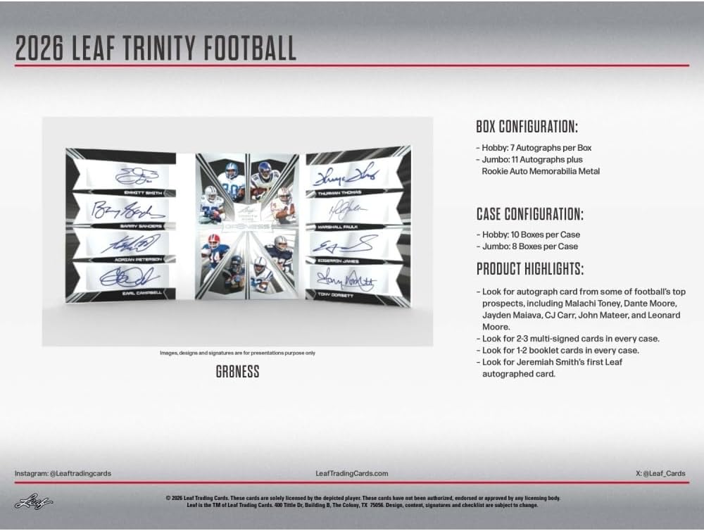 2026 Leaf Trinity Football Hobby Box