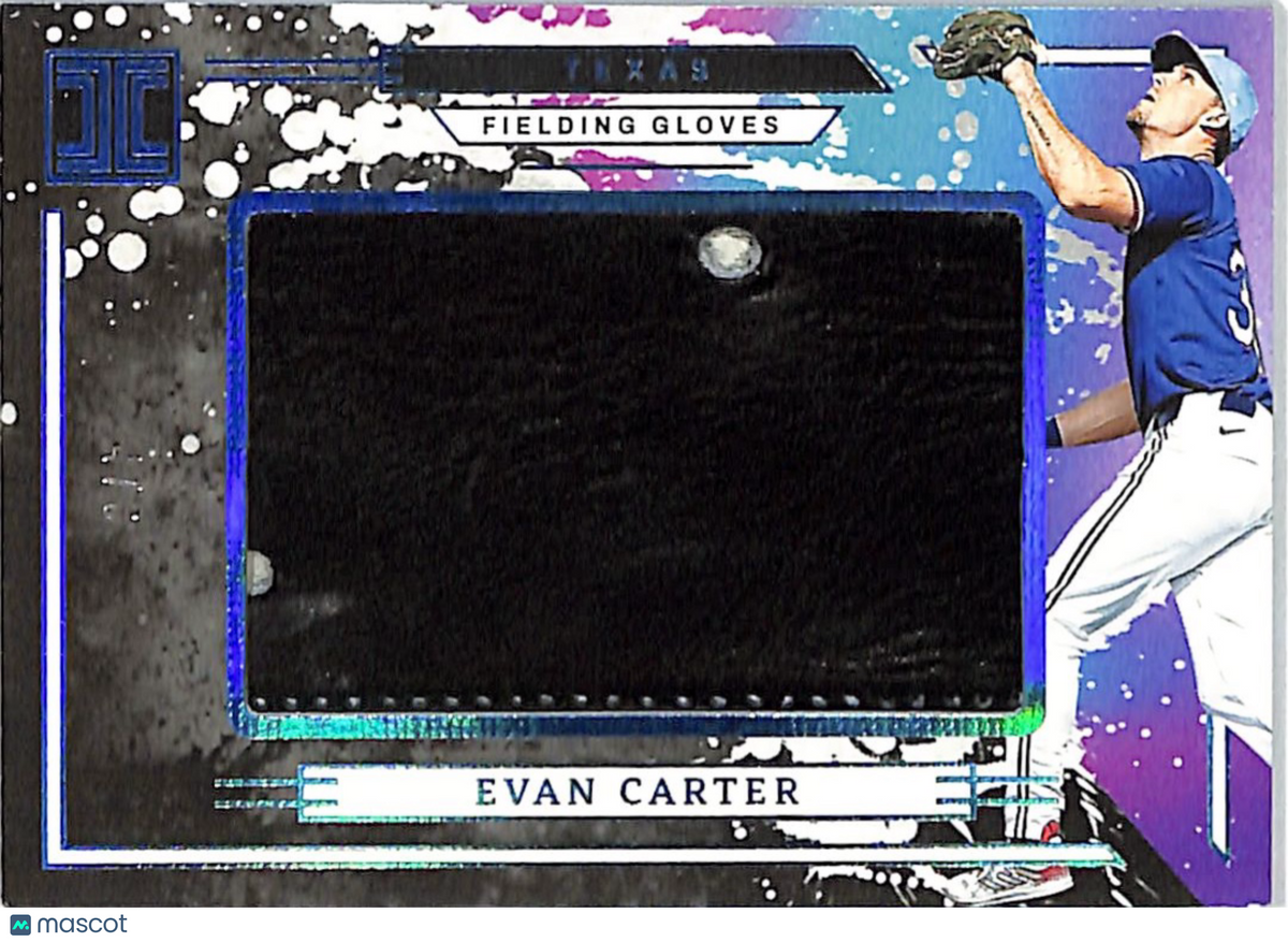 2025 Panini Impeccable Evan Carter /6 Fielding Gloves Patch #IJP-EC Rangers