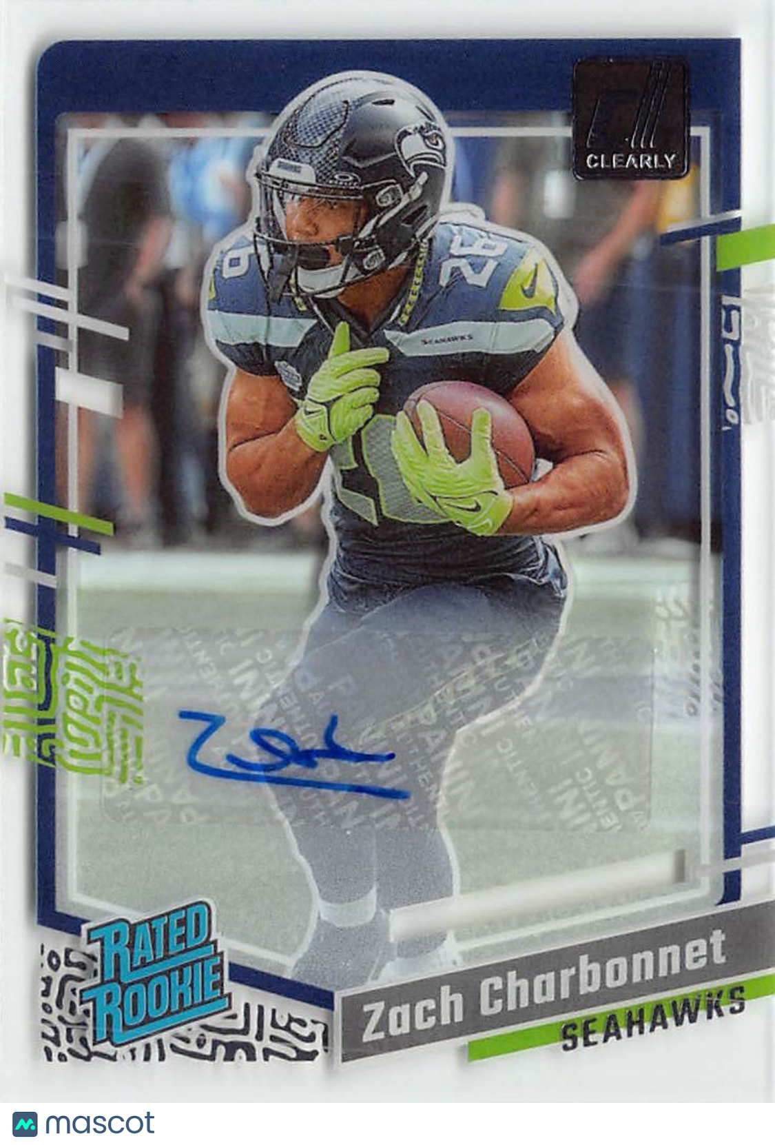 2023 Panini Clearly Donruss Zach Charbonnet Rookie Autograph #91 Seahawks