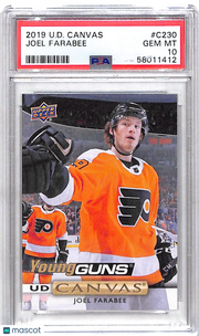 2019 Upper Deck Canvas Joel Farabee Rookie #C230 PSA 10 Philadelphia Flyers